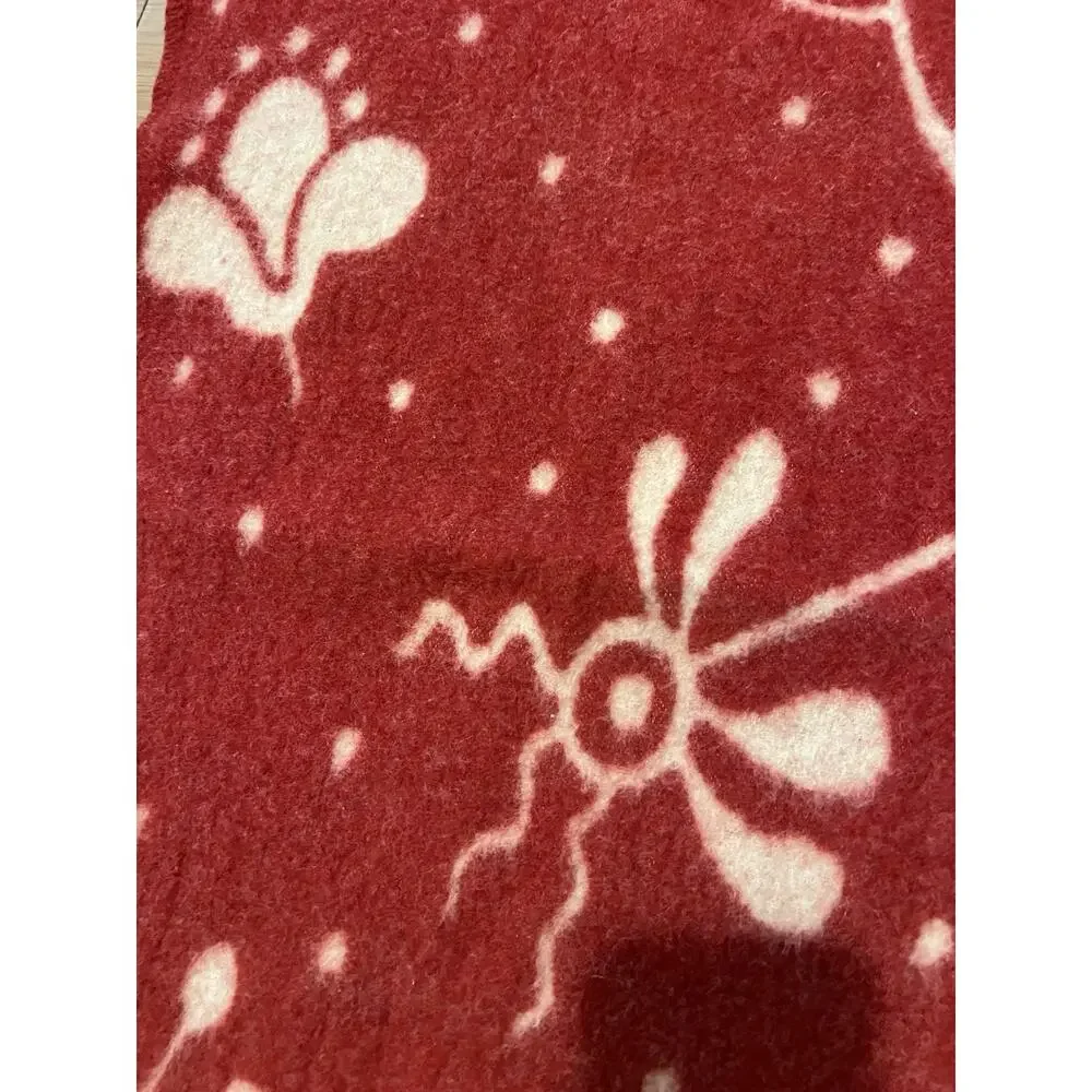 IKEA Alfhild Throw Blanket Red White 62x44 Cotton and Wool Vintage Made In Italy